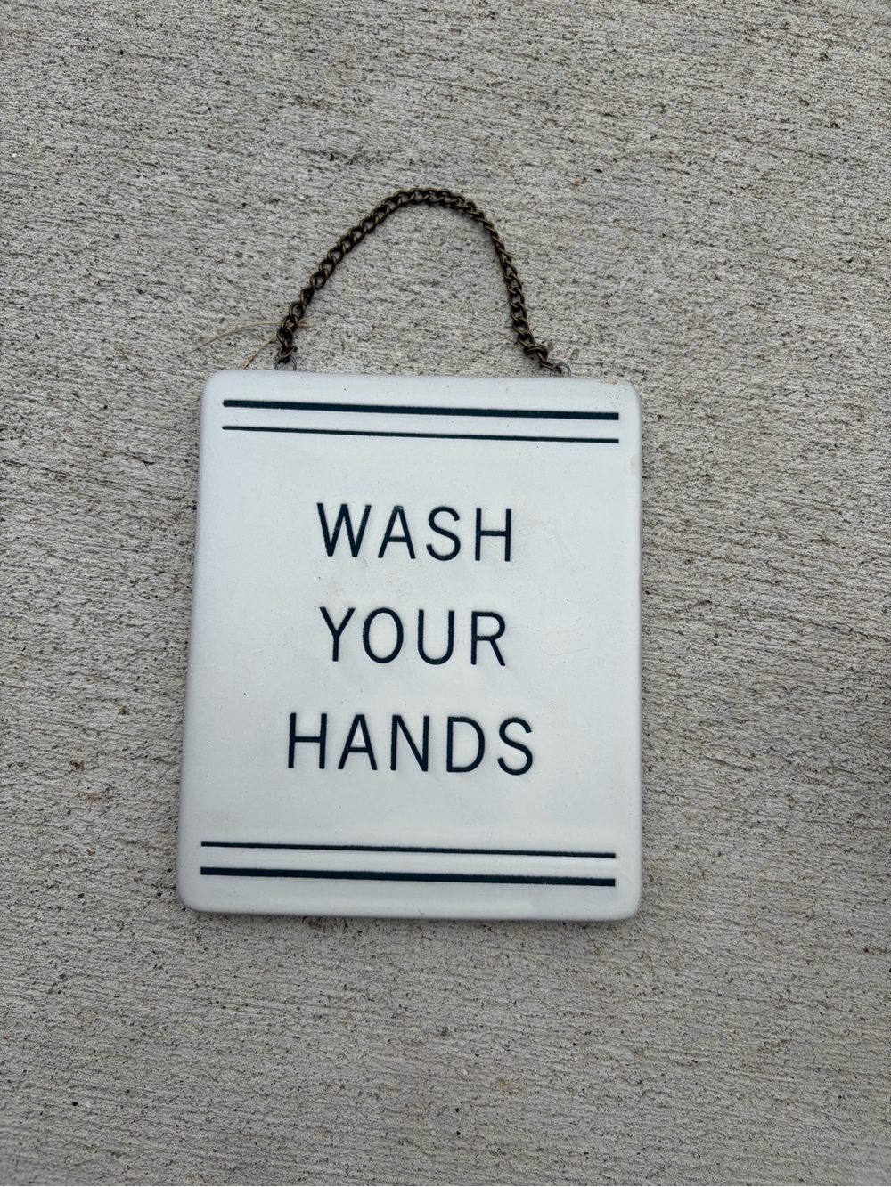 Classic White 'Wash Your Hands' Ceramic Vanity Sign